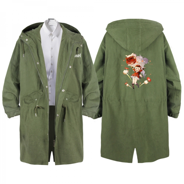 Genshin Impact Anime Peripheral Hooded Long Windbreaker Jacket from S to 3XL