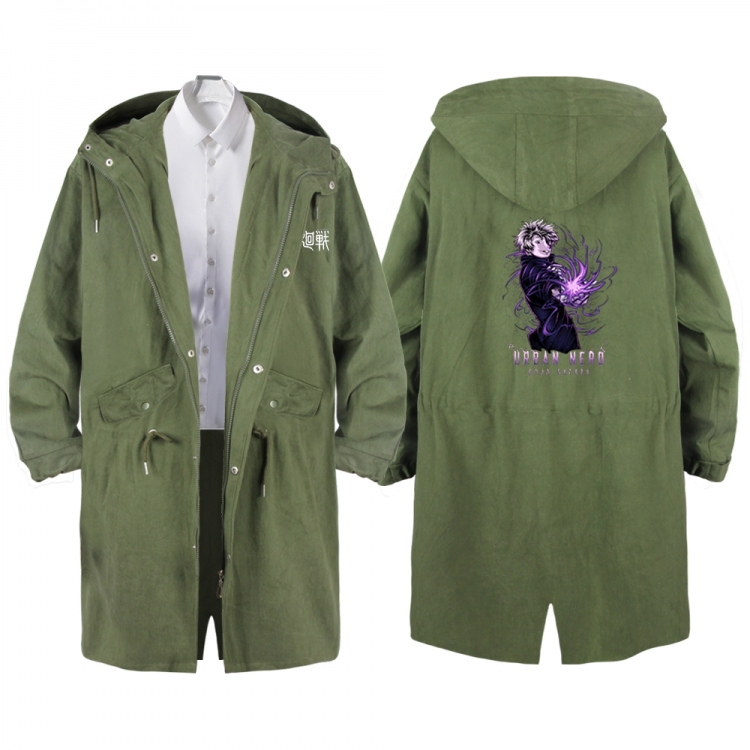 Jujutsu Kaisen Anime Peripheral Hooded Long Windbreaker Jacket from S to 3XL