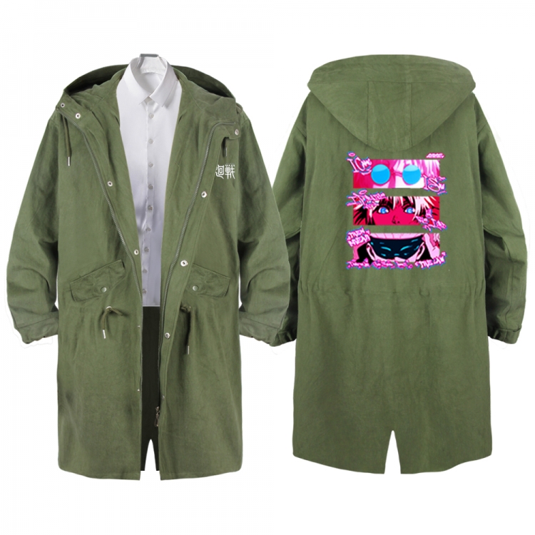 Jujutsu Kaisen Anime Peripheral Hooded Long Windbreaker Jacket from S to 3XL