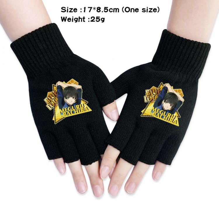 BLUE LOCK Anime knitted half finger gloves 17x8.5cm