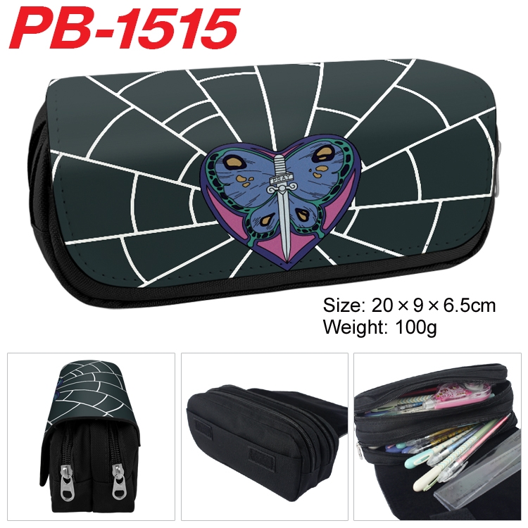 JoJos Bizarre Adventure Cartoon double-layer PU leather printing pencil case 20×9×6.5cm PB-1515