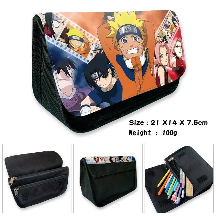 Naruto Anime Velcro canvas zipper pencil case Pencil Bag 21×14×7.5cm