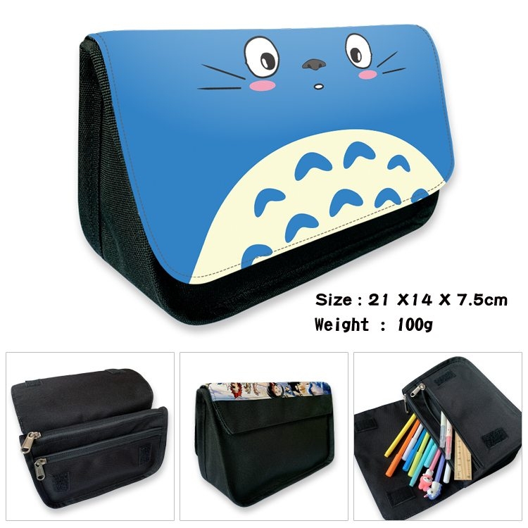 TOTORO Anime Velcro canvas zipper pencil case Pencil Bag 21×14×7.5cm