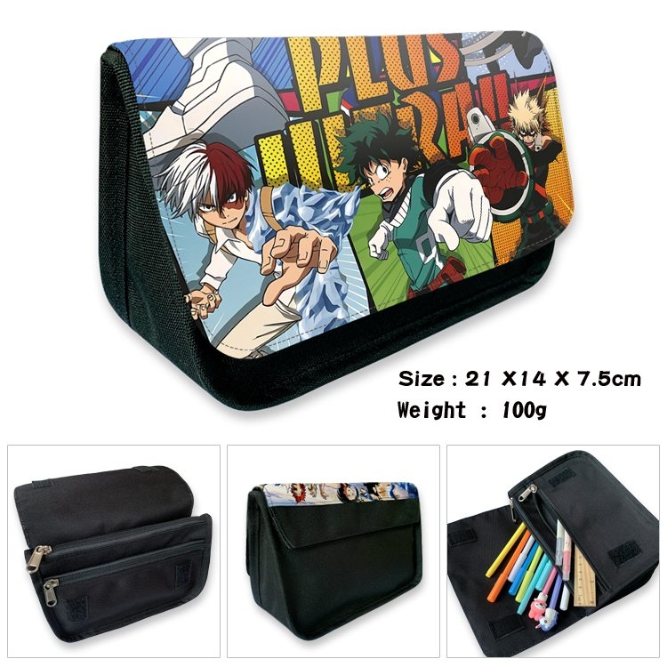 My Hero Academia Anime Velcro canvas zipper pencil case Pencil Bag 21×14×7.5cm