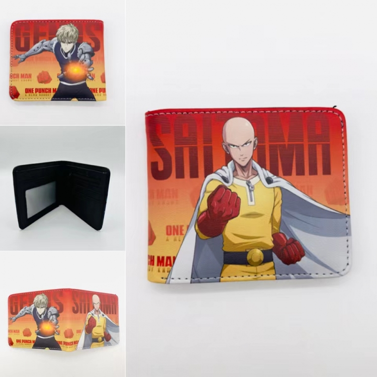 One Punch Man Full color PU two fold short card bag wallet