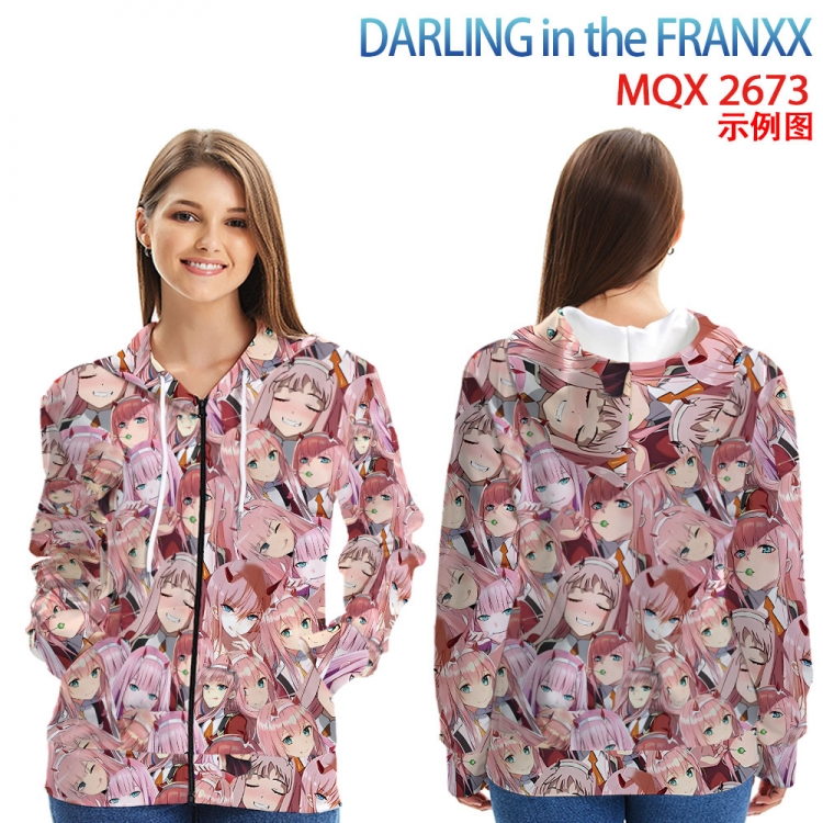 DARLING in the FRANX Long Sleeve Zip Hood Patch Pocket Sweatshirt from 2XS to 4XL  MQX-2673