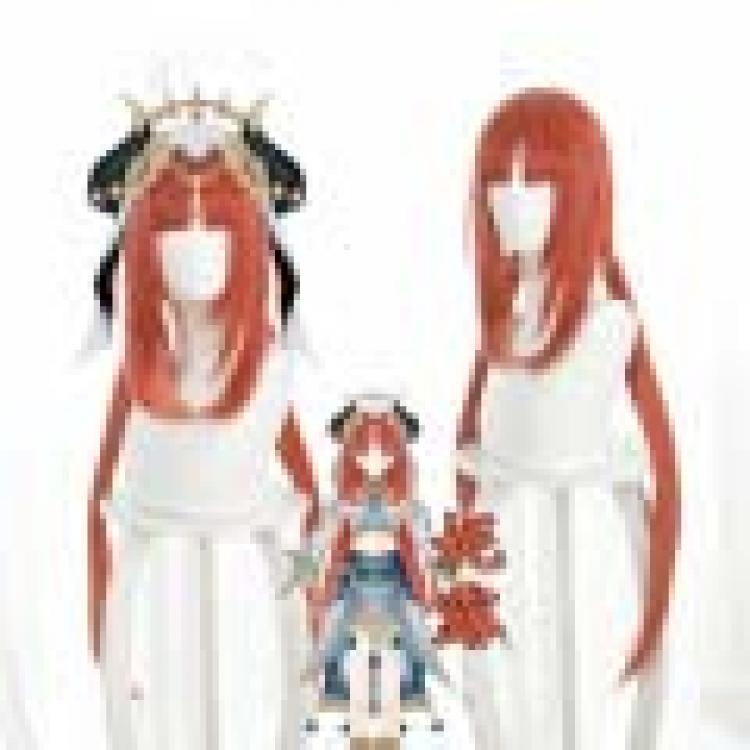 Genshin Impact Orange red gradual orange cosplay wig 539H