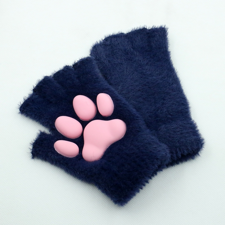 3D silicone cat claw female imitation mink hair warm plush open finger gloves price for 2 pairs