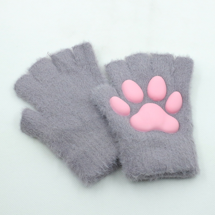 3D silicone cat claw female imitation mink hair warm plush open finger gloves price for 2 pairs