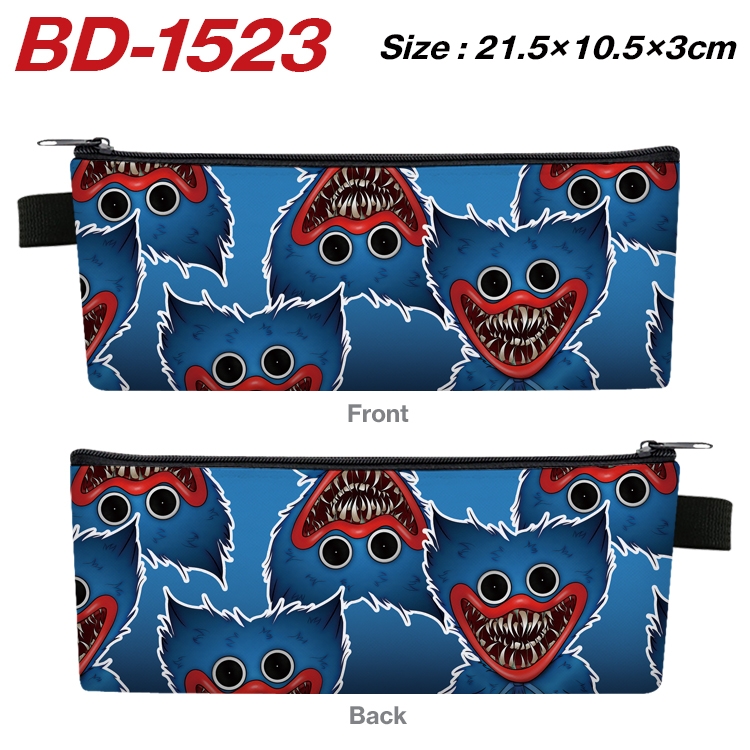 Poppy Playtime Anime PU Leather Zipper Pencil Case Stationery Box 21.5X10.5X3CM  BD-1523A