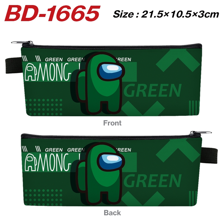 AMONG US Anime PU Leather Zipper Pencil Case Stationery Box 21.5X10.5X3CM BD-1665A