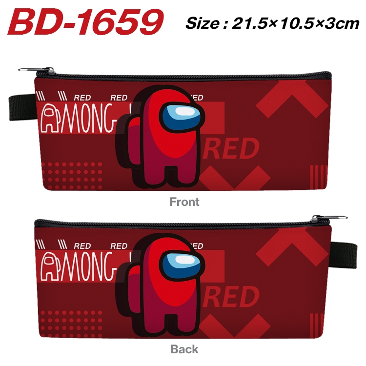 AMONG US Anime PU Leather Zipper Pencil Case Stationery Box 21.5X10.5X3CM BD-1659A