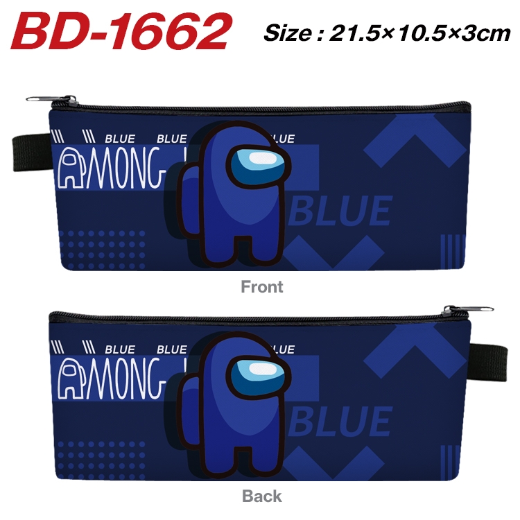 AMONG US Anime PU Leather Zipper Pencil Case Stationery Box 21.5X10.5X3CM BD-1662A