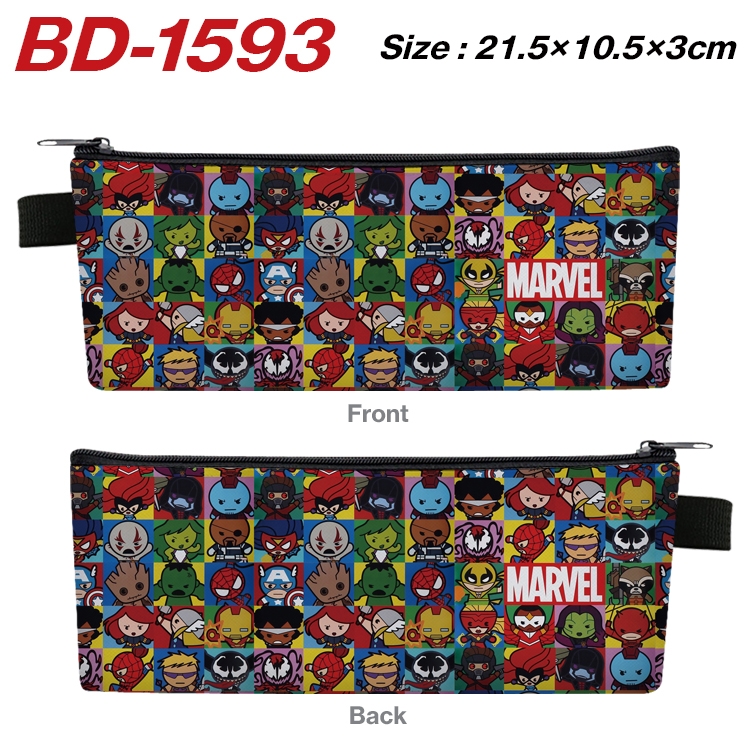 Superhero Movie Anime PU Leather Zipper Pencil Case Stationery Box 21.5X10.5X3CM BD-1593A