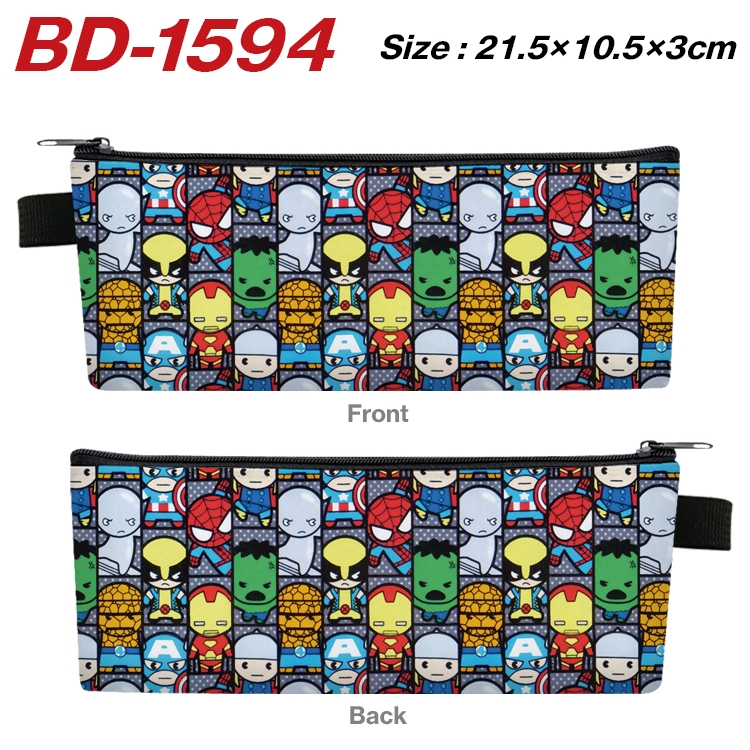 Superhero Movie Anime PU Leather Zipper Pencil Case Stationery Box 21.5X10.5X3CM BD-1594A