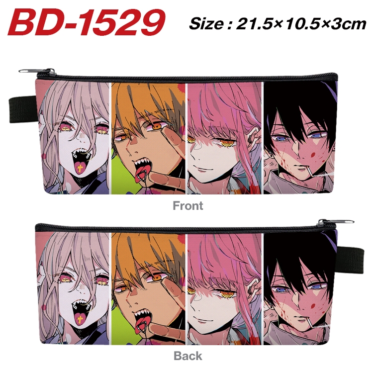 Chainsaw man Anime PU Leather Zipper Pencil Case Stationery Box 21.5X10.5X3CM BD-1529A