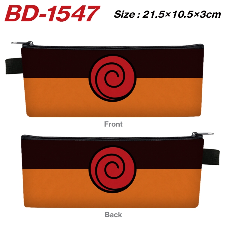 Naruto Anime PU Leather Zipper Pencil Case Stationery Box 21.5X10.5X3CM BD-1547A