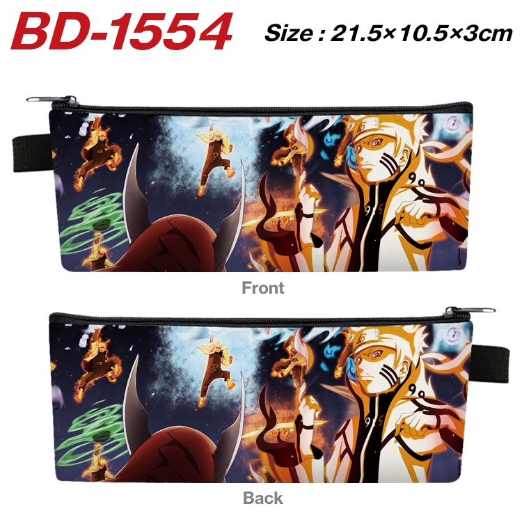 Naruto Anime PU Leather Zipper Pencil Case Stationery Box 21.5X10.5X3CM  BD-1554A