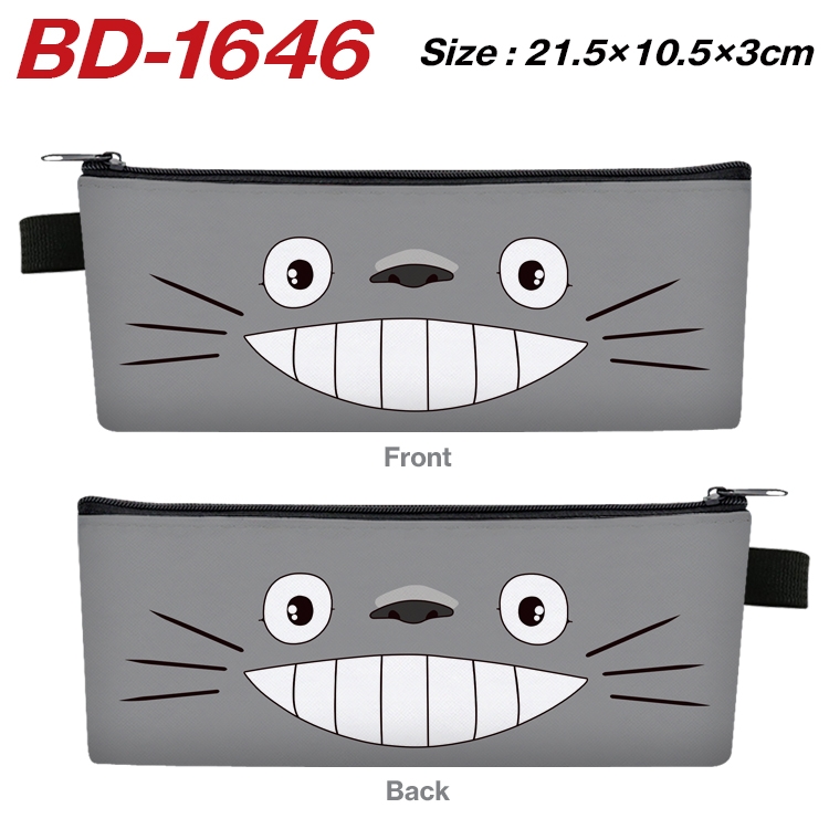 TOTORO Anime PU Leather Zipper Pencil Case Stationery Box 21.5X10.5X3CM BD-1646A