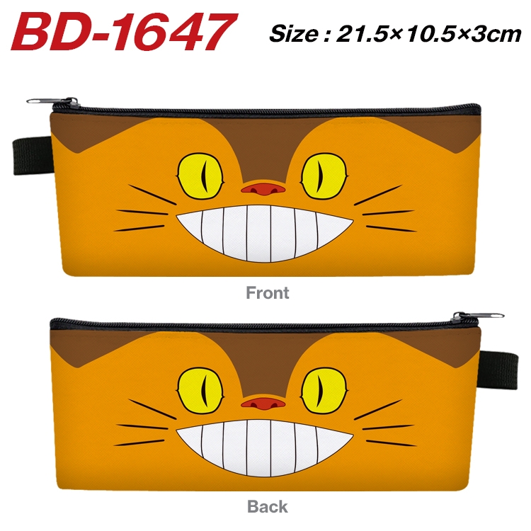 TOTORO Anime PU Leather Zipper Pencil Case Stationery Box 21.5X10.5X3CM BD-1647A