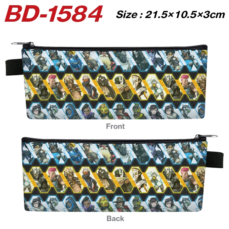 Overwatch Anime PU Leather Zipper Pencil Case Stationery Box 21.5X10.5X3CM BD-1584A