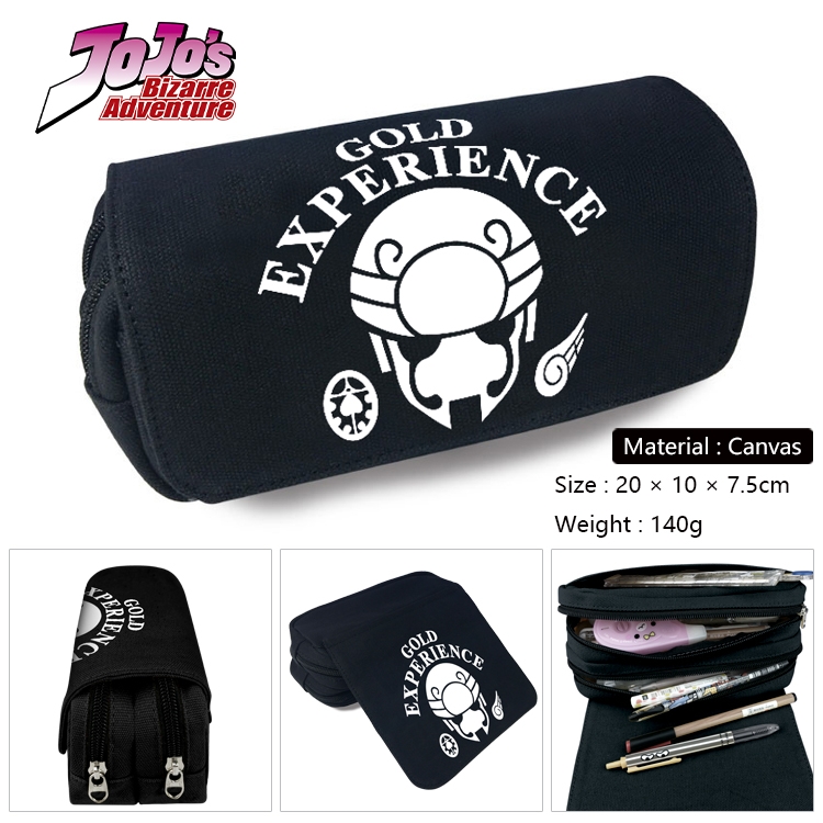 JoJos Bizarre Adventure Anime Multi-Function Double Zipper Canvas Cosmetic Bag Pen Case 20x10x7.5cm