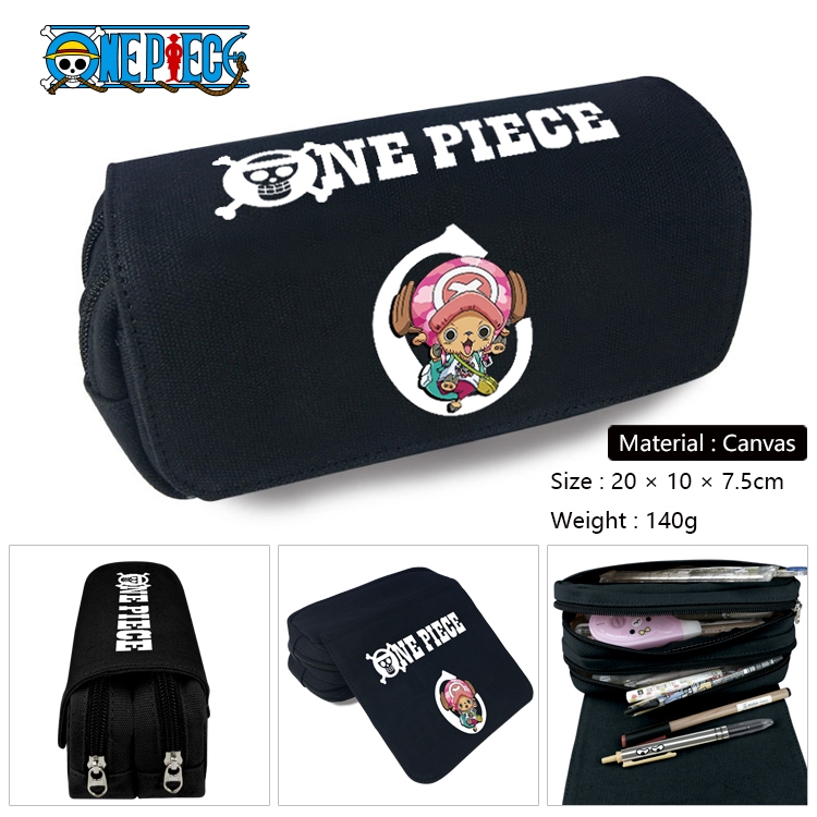 One Piece Anime Multi-Function Double Zipper Canvas Cosmetic Bag Pen Case 20x10x7.5cm