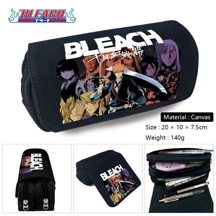 Bleach Anime Multi-Function Double Zipper Canvas Cosmetic Bag Pen Case 20x10x7.5cm