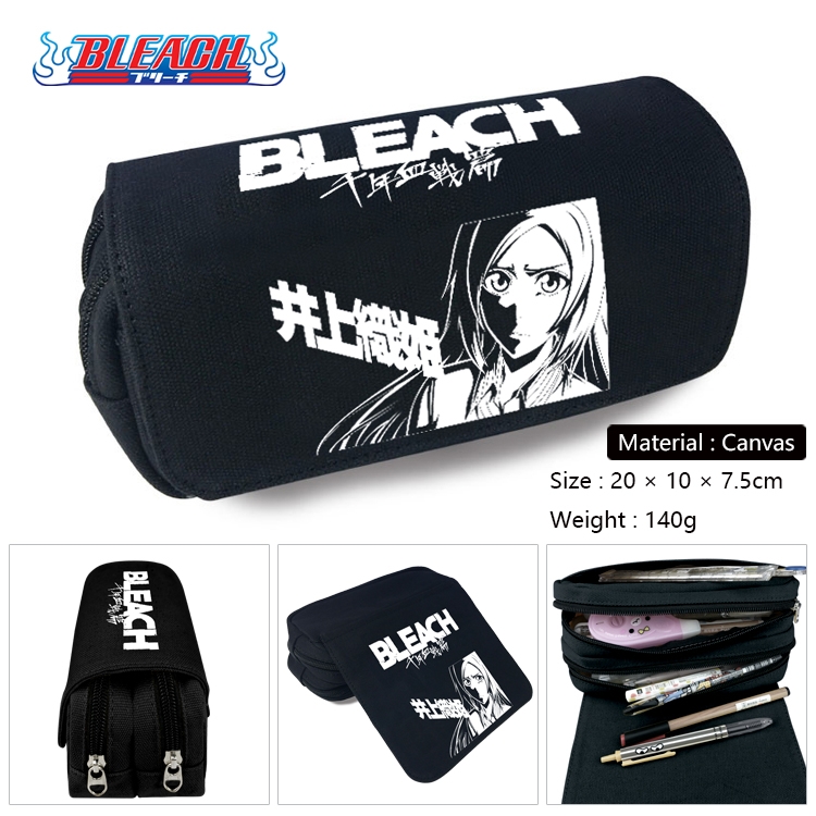 Bleach Anime Multi-Function Double Zipper Canvas Cosmetic Bag Pen Case 20x10x7.5cm