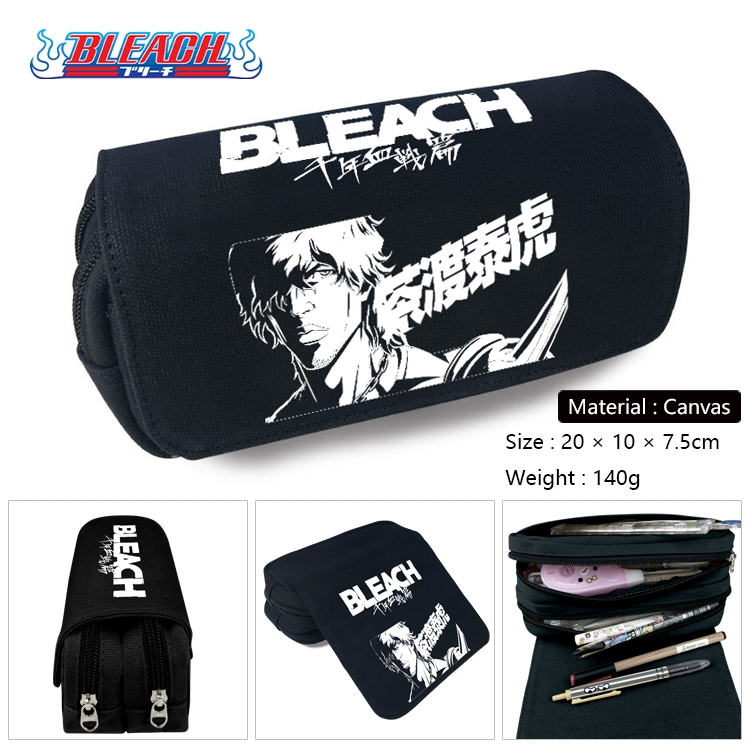 Bleach Anime Multi-Function Double Zipper Canvas Cosmetic Bag Pen Case 20x10x7.5cm