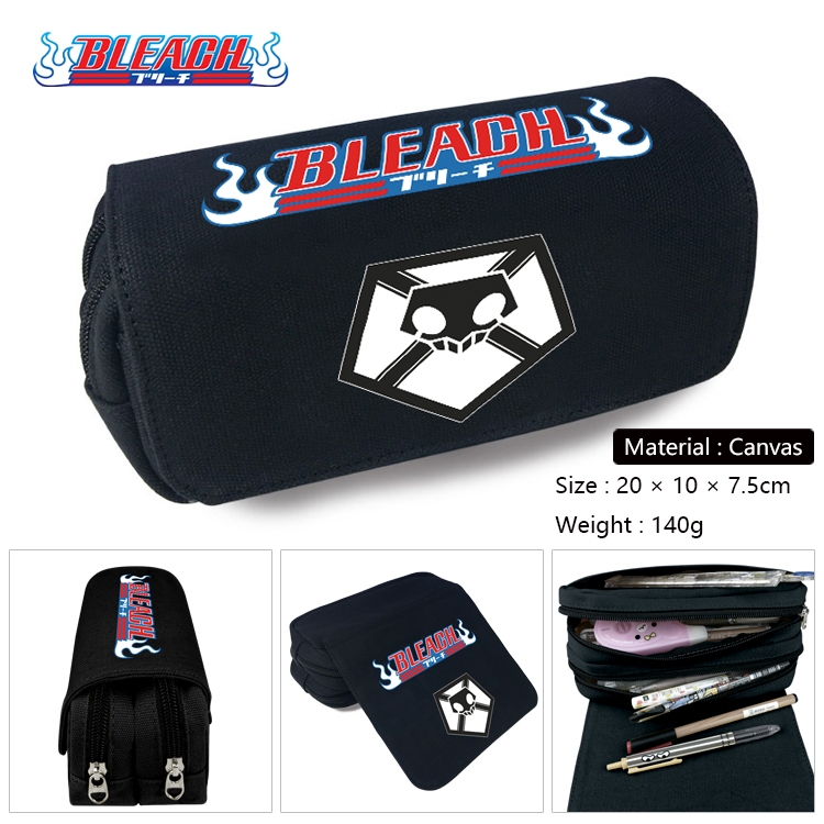 Bleach Anime Multi-Function Double Zipper Canvas Cosmetic Bag Pen Case 20x10x7.5cm