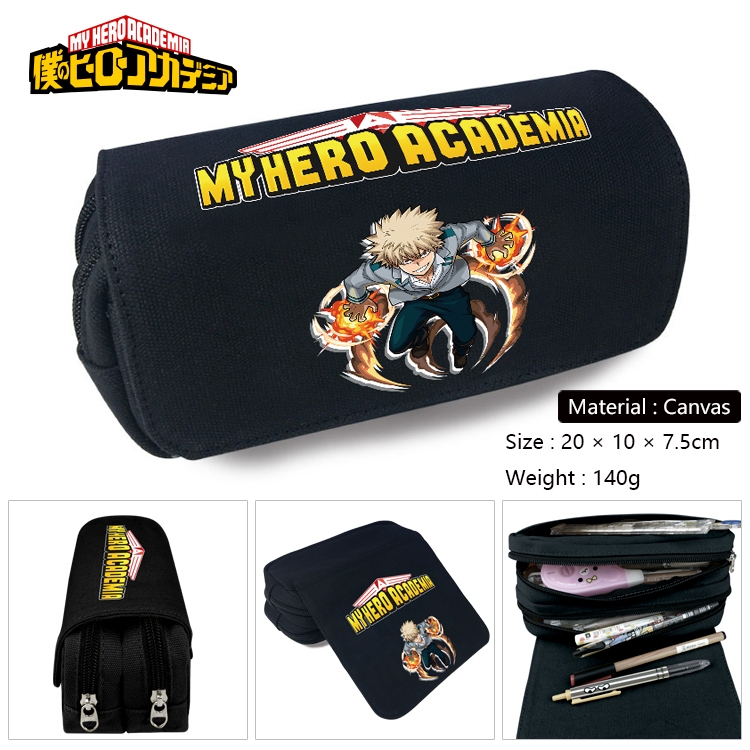 My Hero Academia Anime Multi-Function Double Zipper Canvas Cosmetic Bag Pen Case 20x10x7.5cm