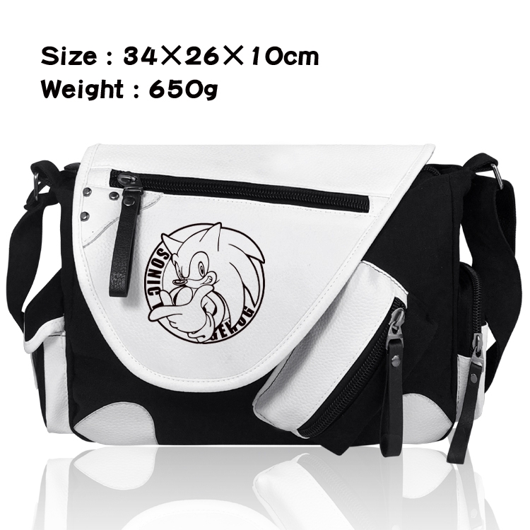 Sonic The Hedgehog   Anime PU Colorblock Leather Shoulder Crossbody Bag 34x26x10cm