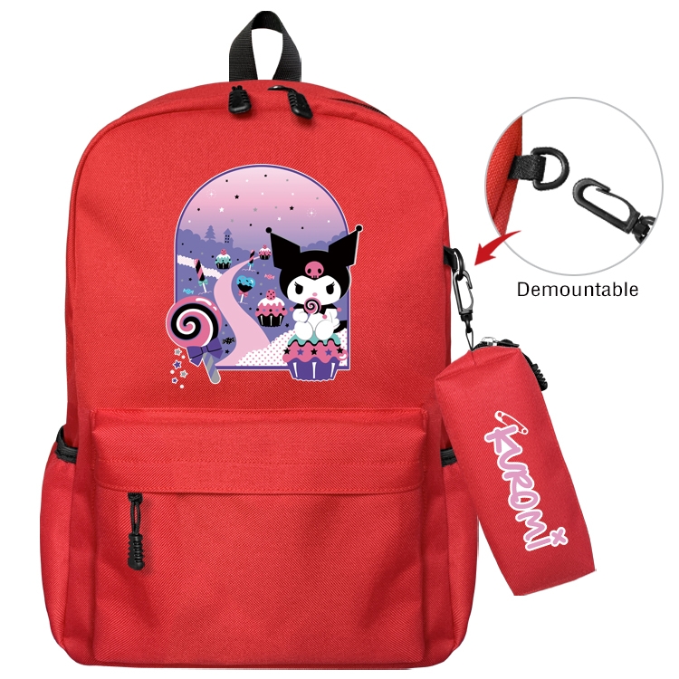 Kuromi and Melody Animation backpack schoolbag small pen bag set mother and child schoolbag 43X35X12CM