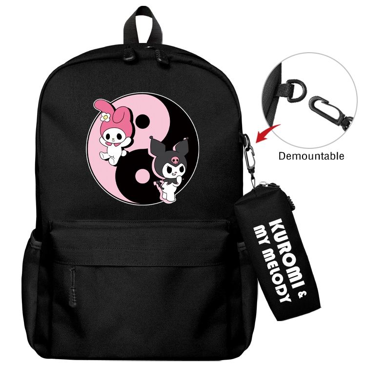 Kuromi and Melody Animation backpack schoolbag small pen bag set mother and child schoolbag 43X35X12CM