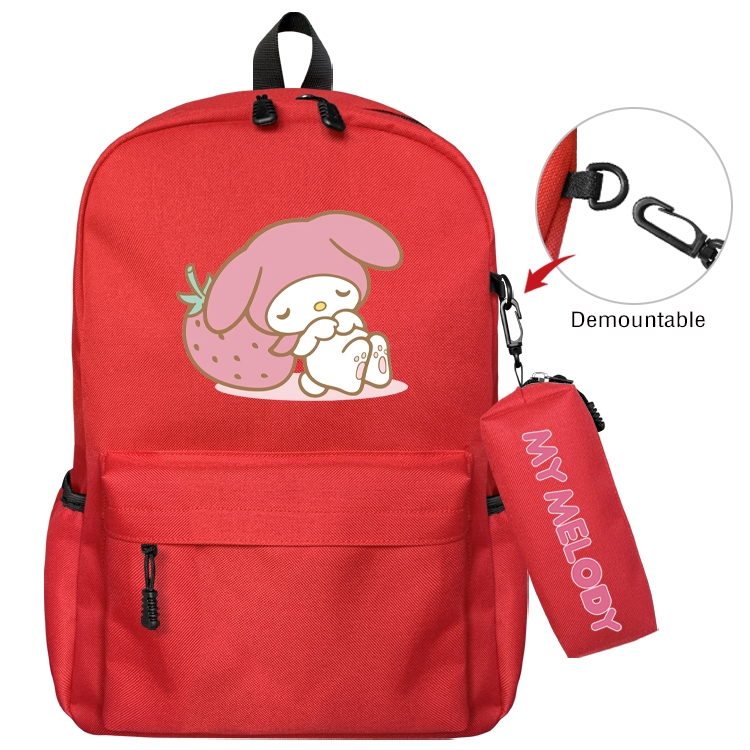 Kuromi and Melody Animation backpack schoolbag small pen bag set mother and child schoolbag 43X35X12CM