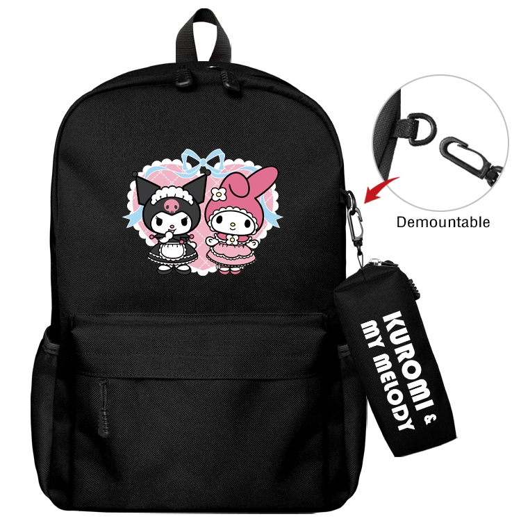 Kuromi and Melody Animation backpack schoolbag small pen bag set mother and child schoolbag 43X35X12CM
