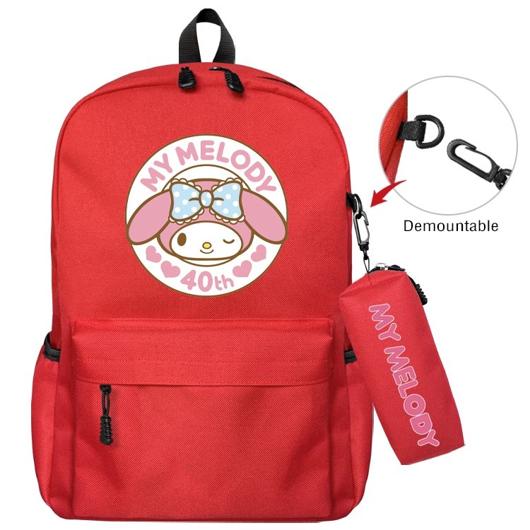 Kuromi and Melody Animation backpack schoolbag small pen bag set mother and child schoolbag 43X35X12CM