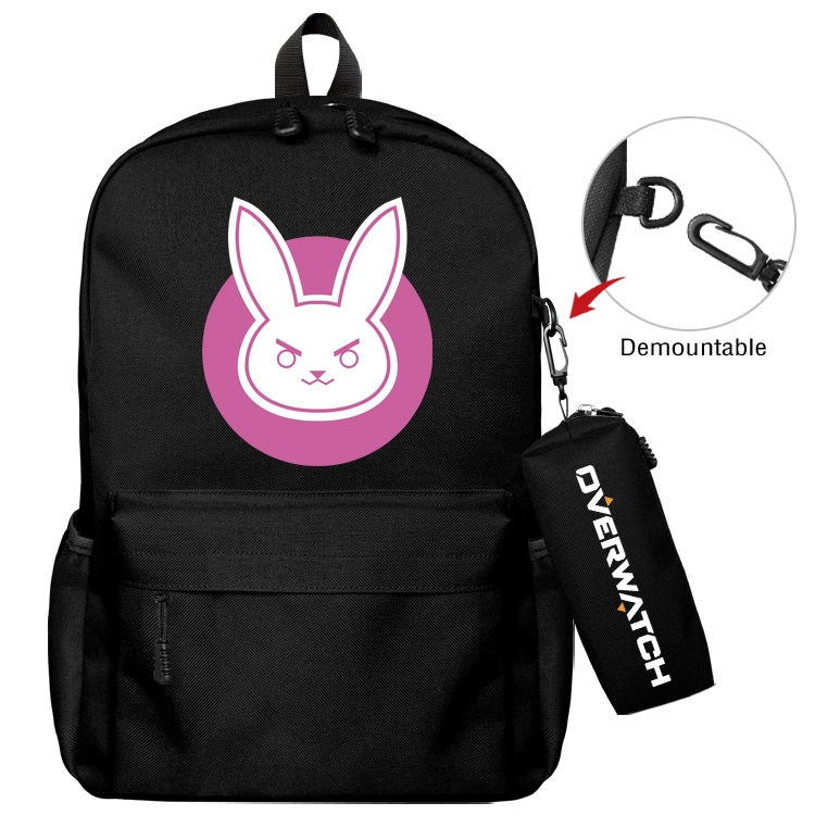 Overwatch Animation backpack schoolbag small pen bag set mother and child schoolbag 43X35X12CM