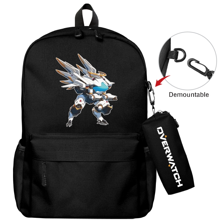 Overwatch Animation backpack schoolbag small pen bag set mother and child schoolbag 43X35X12CM