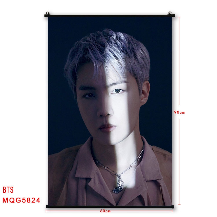 BTS Movie stars black Plastic rod Cloth painting Wall Scroll 60X90CM MQG-5824