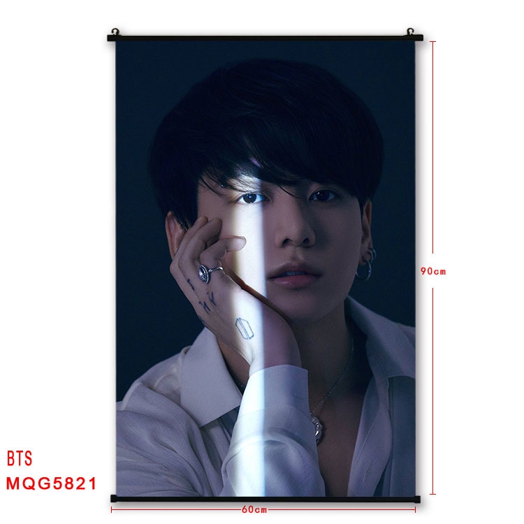 BTS Movie stars black Plastic rod Cloth painting Wall Scroll 60X90CM MQG-5821