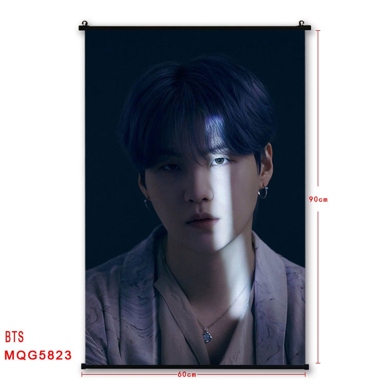 BTS Movie stars black Plastic rod Cloth painting Wall Scroll 60X90CM MQG-5823