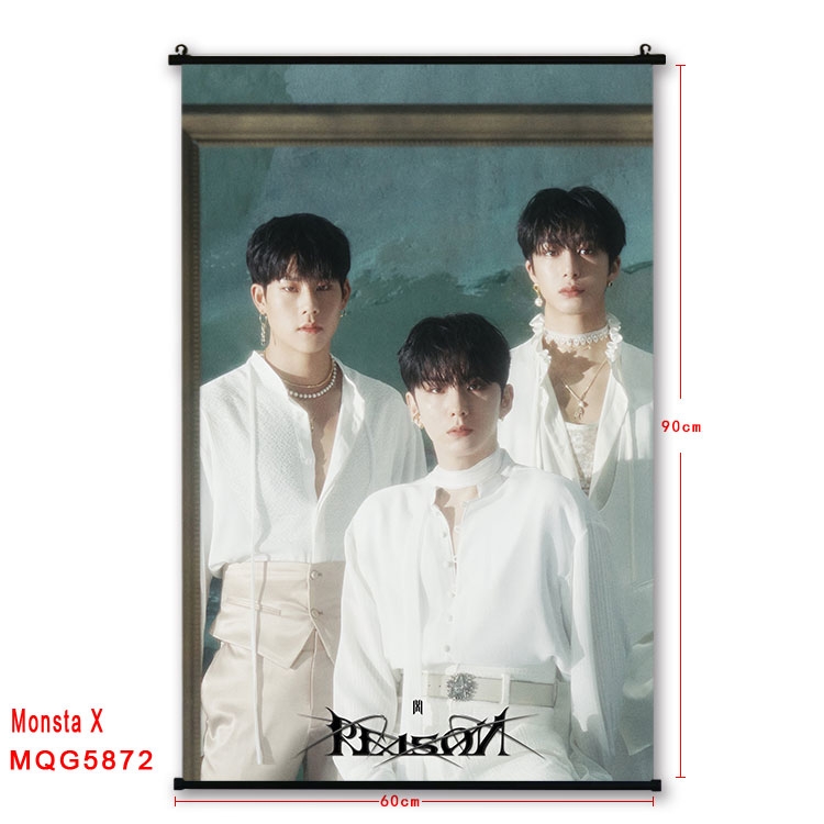 Monsta X stars black Plastic rod Cloth painting Wall Scroll 60X90CM  MQG-5872