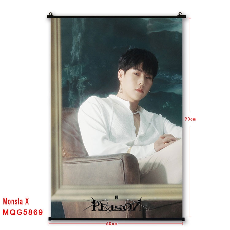 Monsta X stars black Plastic rod Cloth painting Wall Scroll 60X90CM MQG-5869