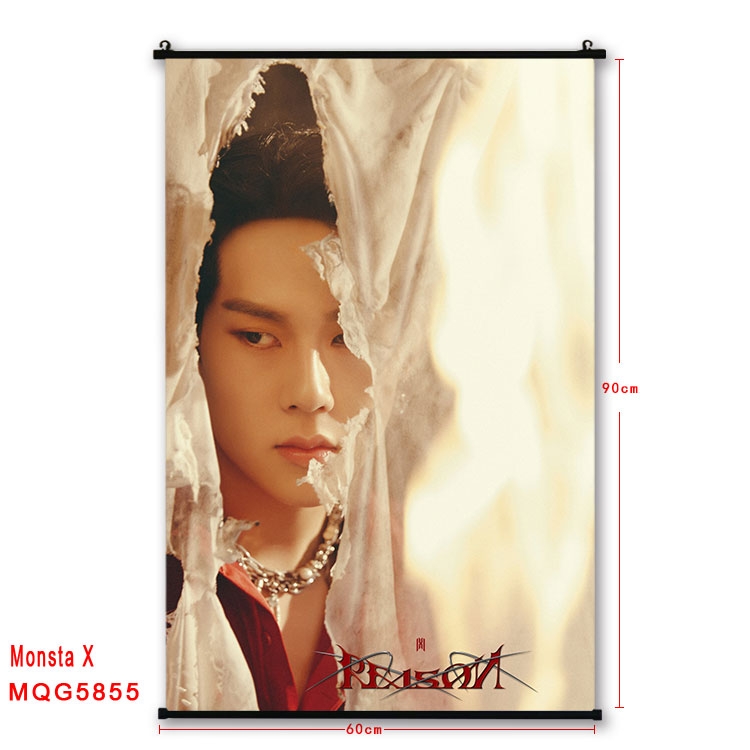 Monsta X stars black Plastic rod Cloth painting Wall Scroll 60X90CM MQG-5855