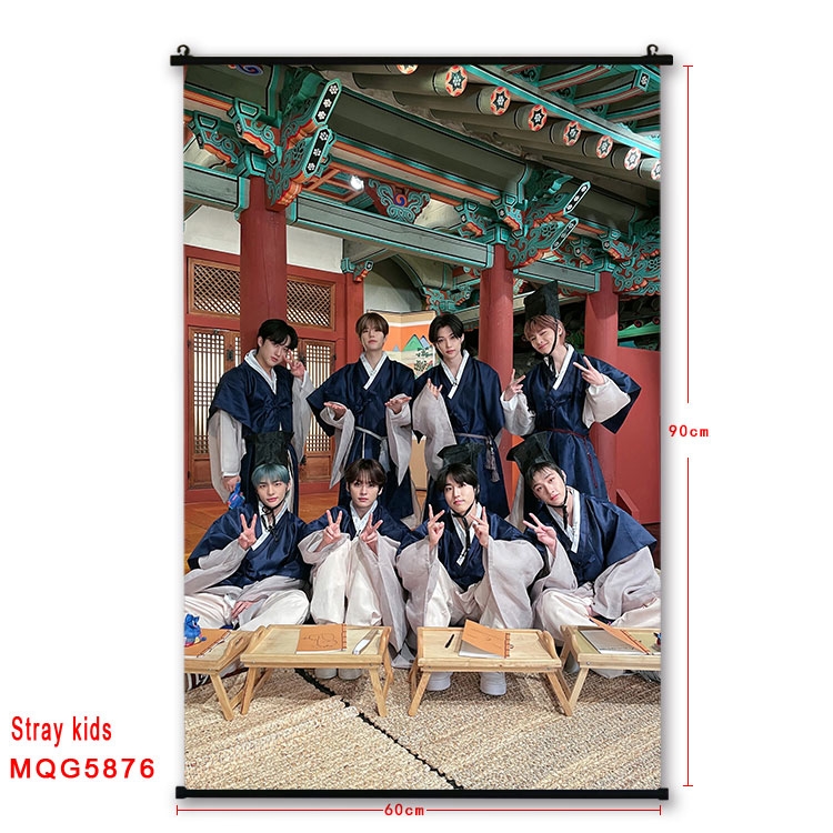 Stray kids  stars black Plastic rod Cloth painting Wall Scroll 60X90CM