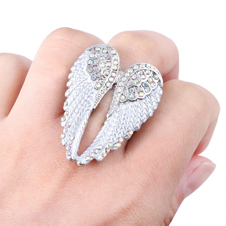 Lady Angel Wings Metal decorative ring adjustable ring OPP packaging price for 5 pcs