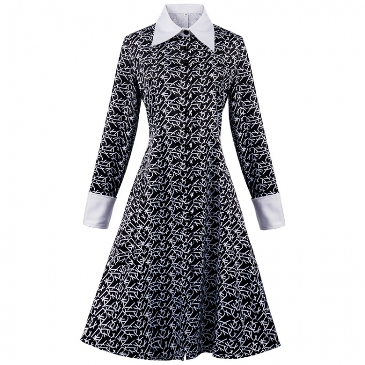 TheAddamsFamily Halloween Wednesday Dress Print Dress Cosplay Dress  from S to 3XL price for 2 pcs