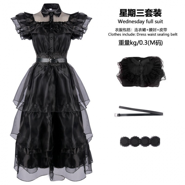 TheAddamsFamily Halloween Wednesday Dress Print Dress Cosplay Dress  from S to 3XL price for 2 pcs